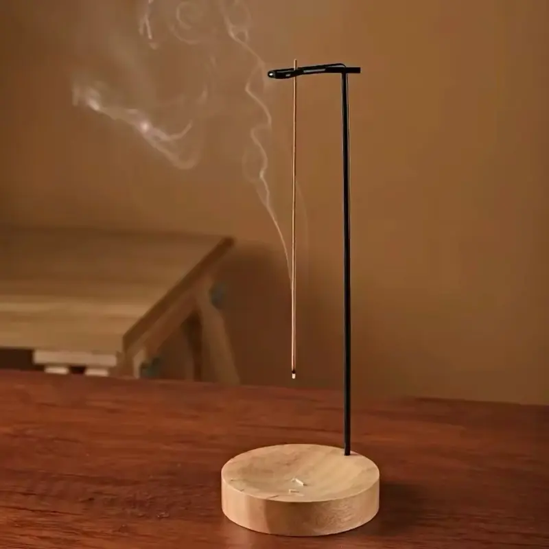 Insence Burner Upside Down Incense Burner Incense Stick Holder Wooden Round Incense Tray Ornament Bedroom Home Yoga Decoration