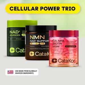 Cata-Kor Cellular Power Trio - NAD Advanced 500 mg, NMN 1000 mg, CA AKG 1000 mg - Resveratrol, TMG, MSM