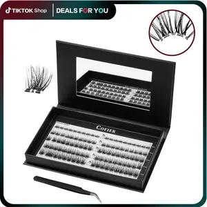 【Natural - as - Ever】Cofier Glue - Free DIY Lash Kit (8 - 14 mm) - Self - Adhesive, Comes with Tweezers! (80/100 Pcs) for a Quick and Natural Lash Makeover