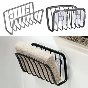 Sponge Holder For Kitchen Sink, Stainless Steel Suction Cup Sponge Caddy Kitchen Supplies Wall Mounted Sink Kitchen Organizer, Sponge Rack, Easy Installation, Cleaning Supplies