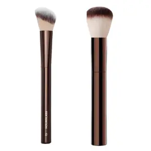 2PCS Makeup Brush Set Angled Blush Brush & Flat Blusher Soft Synthetic Hair Face Tool Pro
