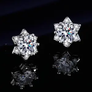 S925 Sterling Silver Star Diamond Stud Earrings for Women Men, Hypoallergenic Waterproof Tarnish Free Sparkly Icy Earrings, Sensitive Ears Gift