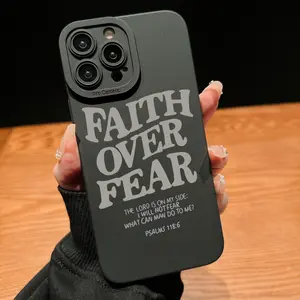 Fall Faith Over Fear Letter Pattern Phone Case, Full Body Shockproof Phone Protective Cover, Compatible with iphone 17 promax case air 16 plus 15 promax 14 pro 13max 12 11 Samsung S25 EDGE S24 S23 S22 S21 NOTE 20 Ultra Fe Protection Smartphone