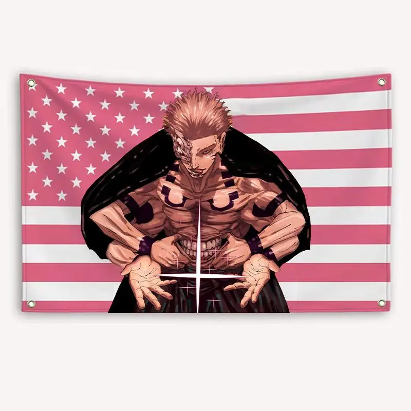 Sukuna Ryumen Flag JJK Wall Banner – Anime American Flag Poster, Otaku Room Decor - American Flag Style, Otaku Room Decor.