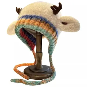 Festive Christmas Antler Hat (It Can Be Used As A Handbag, A Hat Has Multiple Uses.)Christmas Gifts Knitted Ear Protection Windproof Warm Hat Suitable for The Family It Can Be Worn By Adults and Children, Without Limiting The Circumference of The Head