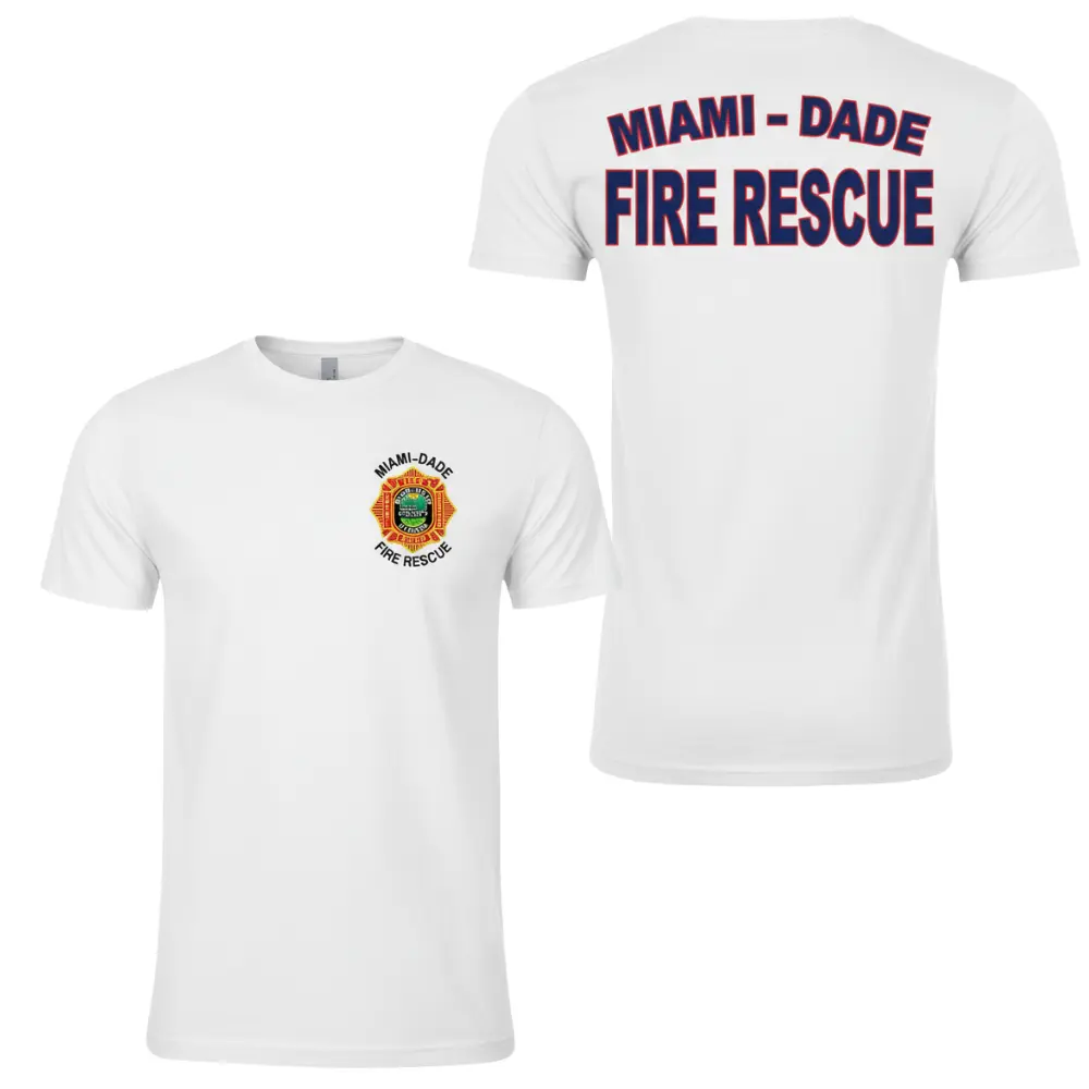 Miami-Dade Fire Rescue Firefighter Graphic T-Shirt, Soft Cotton Blend Shirt with Bold Red and Blue Design, Firefighter Apparel for Men & Women, Perfect Gift for Firefighters