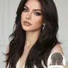 Topshe 13x6 Glueless Lace Front Wig, Chocolate Brown Fiber Hair, Breathable Lace, Natural Layered Cut, Long Straight, High Heat Resistant, Easy Wear
