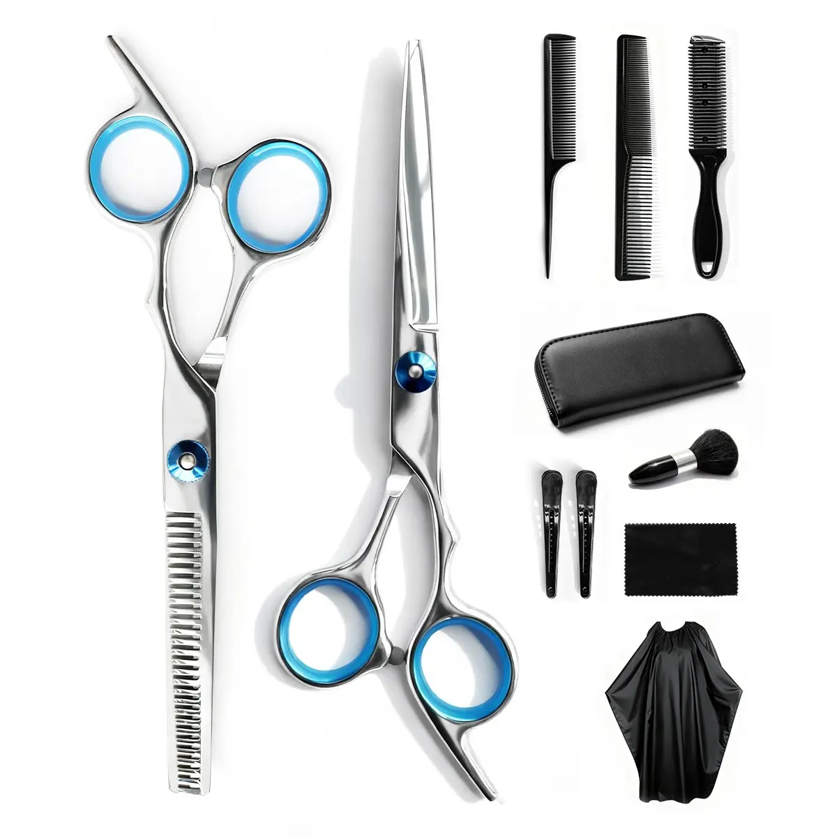 Hair Cutting Scissors Kits, 11 Pcs Stainless Steel Hairdressing Shears Set Professional Thinning Scissors For Barber/Salon/Home/Men/Women/Kids/Adults Shear Sets Hair Styling Barber Haircut Kit Barber Equipment Haircutting Kit