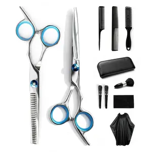 Hair Cutting Scissors Kits, 11 Pcs Stainless Steel Hairdressing Shears Set Professional Thinning Scissors For Barber/Salon/Home/Men/Women/Kids/Adults Shear Sets