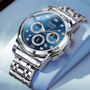 Men's Diamond Business Dress Analog Quartz Stainless Steel Waterproof Luminous Date Two Color Luxury Casual Watch