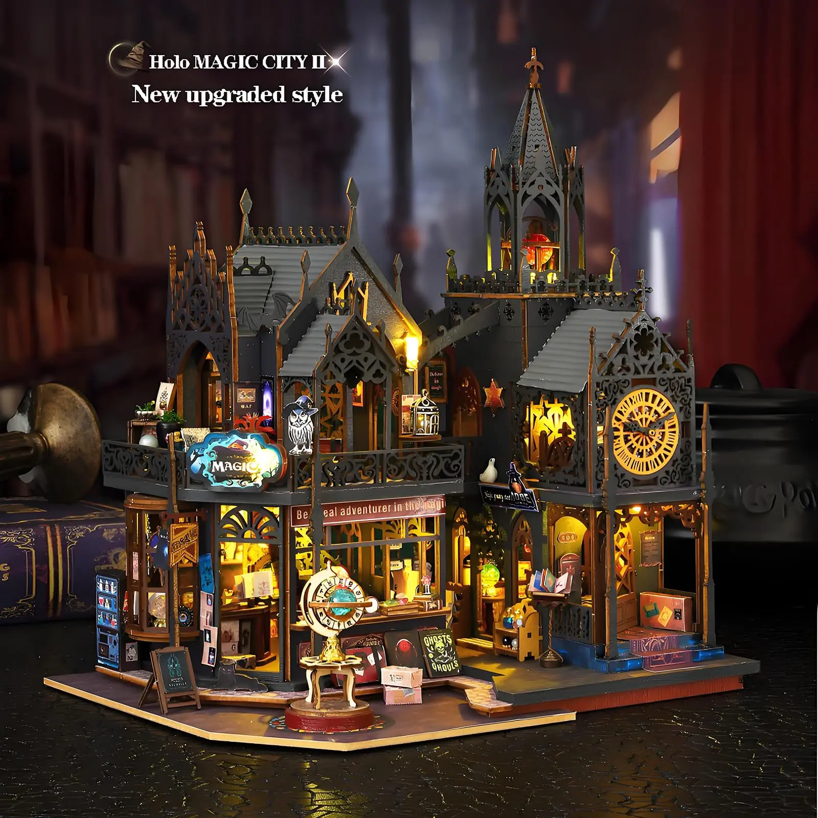 DIY Wooden Book Nook Kit, DIY Building Model, 1 Set 3D Miniature House Wooden Puzzle Model, Creative Home Desktop Decorations for Gifts, Complete DIY Set