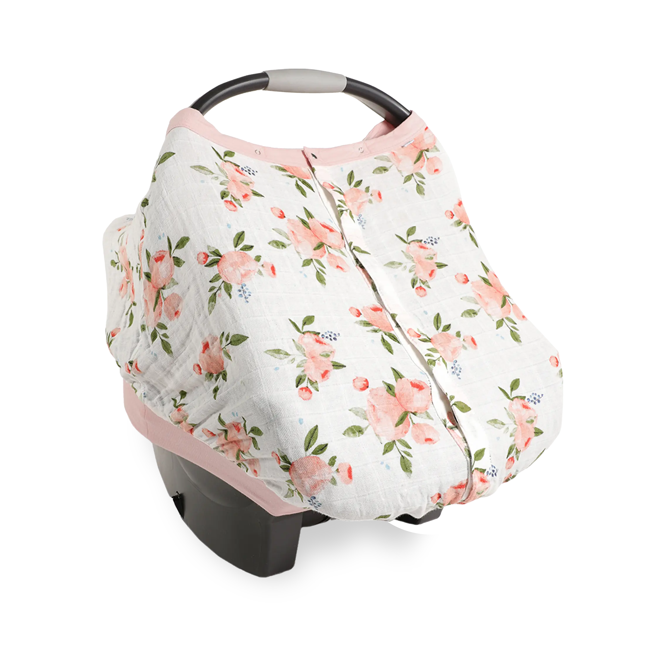 Cotton Muslin Car Seat Canopy - Watercolor Roses Cotton Muslin Car Seat Canopy - Watercolor Roses
