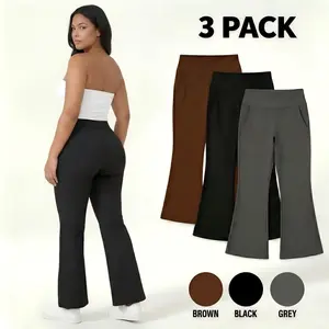 Stylish High-Waisted Flared Pants 2026 - Stretch Casual Pants in Solid Color with Side Pockets and Flared Leg Design for Everyday Wear - Must-Have Activewear for Women's Minimalist Style - Clothes, Womenswear tiktokshopspringglowup summervibes
