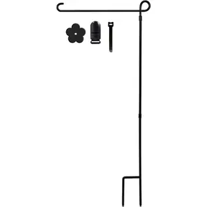 Garden Flag Holder Stand, Thickened Pole Sturdy and Straight  Yard Flag Holder Weather-Proof Metal Flagpole with Stopper and Clip Fit for  Flag, Fall Garden Flag