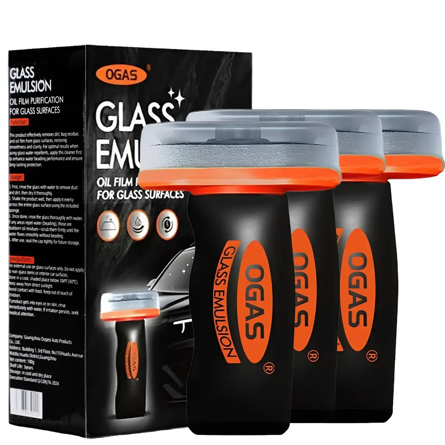 Glass Oil Film Remover for Car Windshield, Glass Emulsion Cleaner with Cleaning Board, Handle Oil Film Remover For Cars Window, Windshield Cleaner Tool for Crystal Clear Driving View
