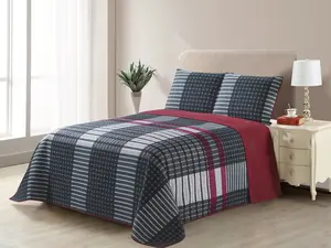 CityLux Linen - Plaid Printed Reversible Bedspread/Quilt Set