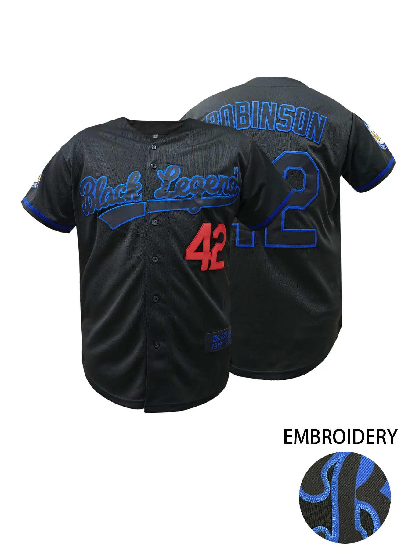 Legend 42 Embroidered Baseball Shirt, Casual Short Sleeve V Neck, Loose Fit Breathable Jersey Tee, Breathable Athletic Top, Casual Sporty Top, Sports Clothing, Embroidery Sportswear, Ideal for Outdoor Sports & Daily Wear