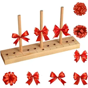 Bow Maker Bow Making Tool for Ribbon, Wooden Wreath Bow Maker for Making Gift Bows, Wrist Corsages, Party Decorations, Hair Bows, Holiday Wreaths(with Instructions)