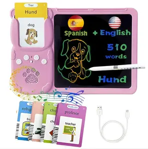 KidGenius Bilingual Talking Flash Cards & Doodle Board - 255 Cards, 510 Words, Screen-Free Eye-Friendly Design, Portable Interactive Educational Toy, Easy to Use for Toddler Learning, Speech Therapy & Home Education, Perfect Back-to-School Gift