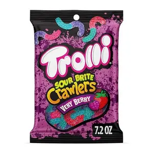 Trolli Sour Brite Crawlers Candy, Very Berry, Sweet and Sour, Gummy Worms, 7.2 oz