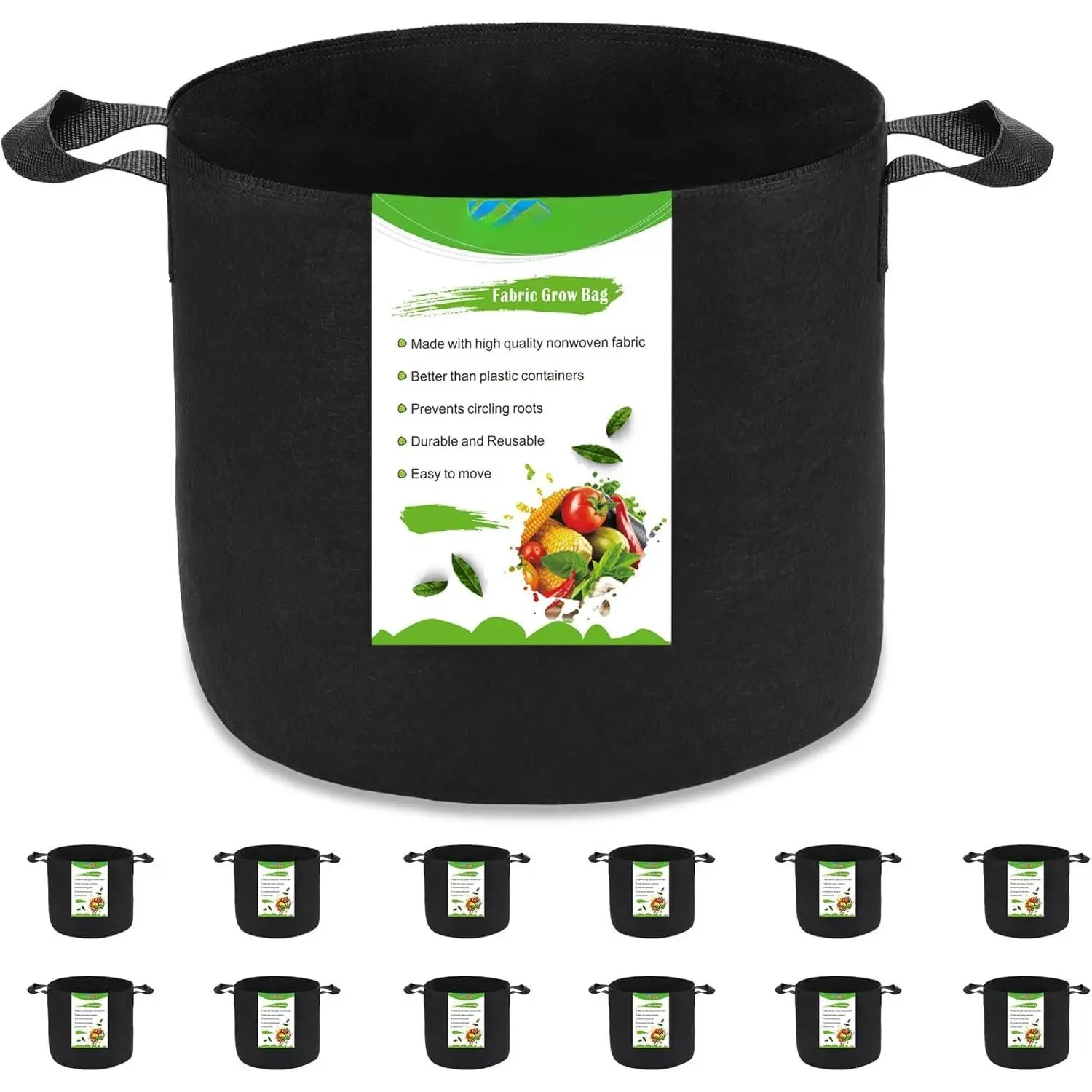 12-Pack 10 Gallon  Grow Bags, Heavy Duty Aeration Fabric Pots with Handles for Garden and Planting