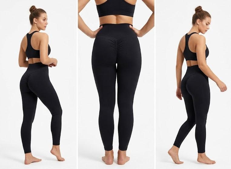 High Waist Butt Lifting Yoga Pants Ruched Peach Hip Quick Dry Breathable Stretch Sports Leggings for Gym Workout