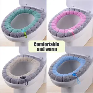 1Pc Thickened Knitted Toilet Cover, Washable Universal O-Type Mat