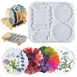 Silicone Coaster Mold, DIY Crystal Resin Mold for Making Coaster and Cup Mat & Stand, Creative Coasters Storage Rack Mold for Kitchen, Home Table Decoration, Resin Art