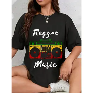 100% Cotton Reggae Music Boombox Rasta Reggae Musicbox Rastafari Roots T-Shirt