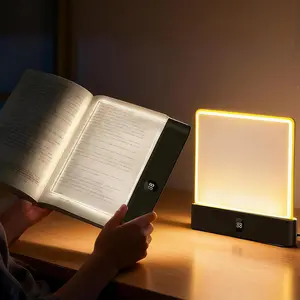 Rechargeable Book Light, Clear LED Flat Reading Light with & Timer, Dimmable Panel Plate Lamp Book Full Page Light for Reading in Bed at Night, Funny Gifts for Readers