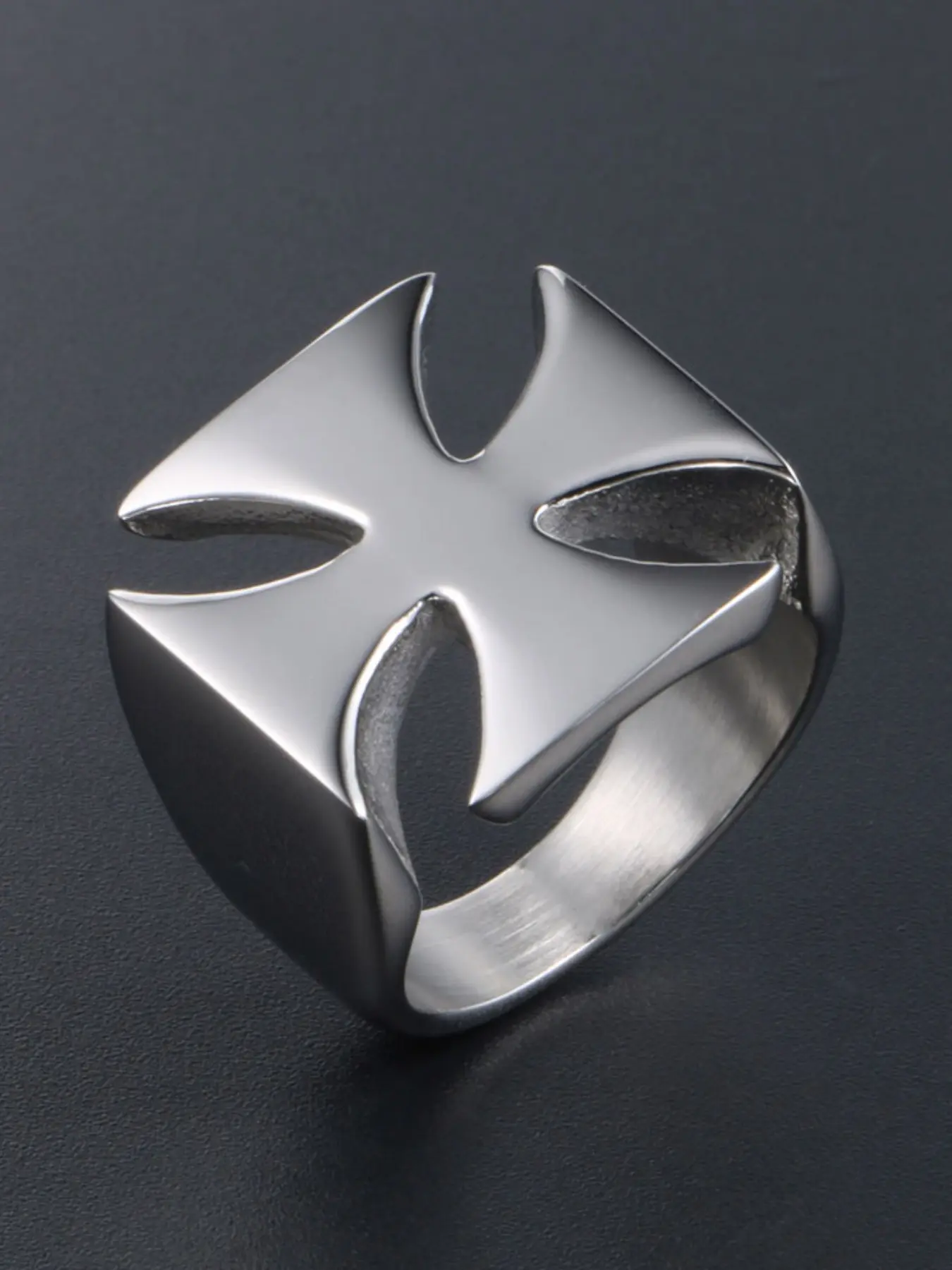 Stainless Steel Cross Flower Ring, Fashionable Simple Smooth Surface, Trendy Men's Hand Accessory, Unisex Jewelry, Non Tarnish Jewelry, Elegant Fashion Rings, No Tarnishing, Metal Rings