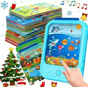 Screen Free,Kids Learning Tablet Educational Learning Pad for Toddlers 2-5 to Learn Alphabets, Numbers, Foods, Time, Music, Vehicles,Jurassic Park, Tablet Toy for Toddlers Ages 2 3 4 5 6 Years Old（4 AAA batteries required）