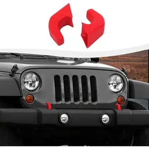 Bumper Tow Hook Covers 2Pcs Compatible with 2007-2018 Jeep Wrangler JK JKU/for 2018-2025 JL JLU & Jeep Gladiator JT Exterior Accessories(Red)