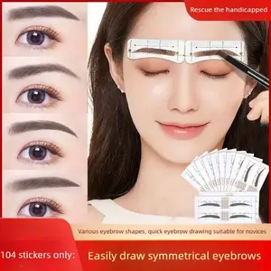 104PCS Newly upgraded integrated eyebrow sticker set with adjustable eyebrow pencil, brow trimmer, and brow stencil. Perfect for beginners and those who prefer a hassle-free experience.