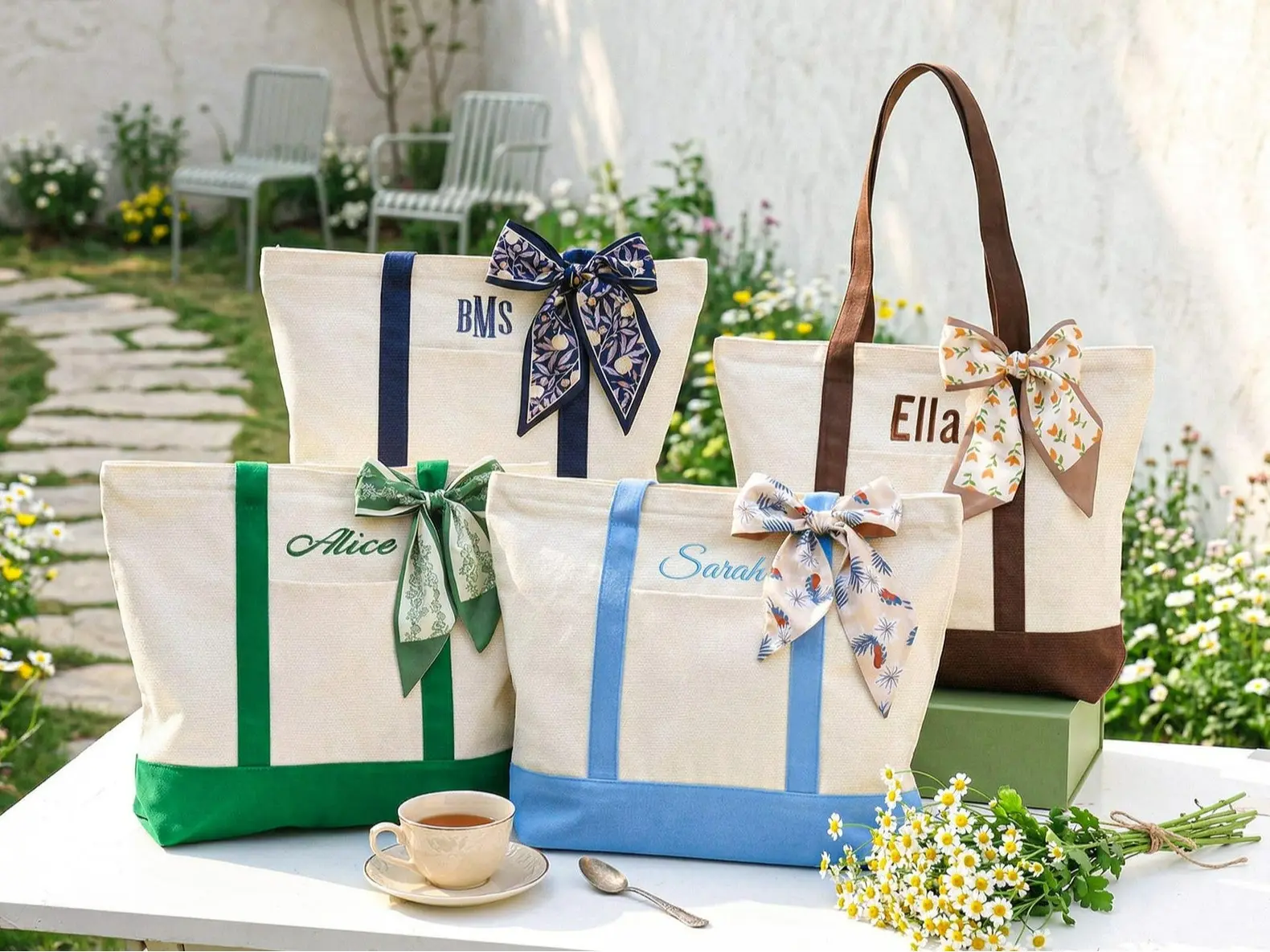 Personalized tote bag, Bridesmaid Gift Bag,Embroidered Canvas Tote Bag with Initials, Bachelorette Gifts,Personalized Gifts,Gift for Mom