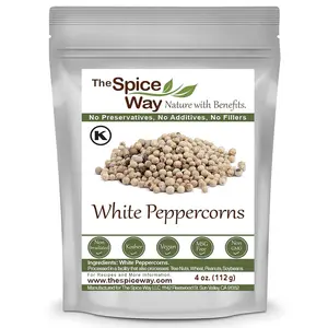 The Spice Way White Peppercorns - Pure Flavor, No Preservatives, Non-GMO, Vegan, Resealable Bag