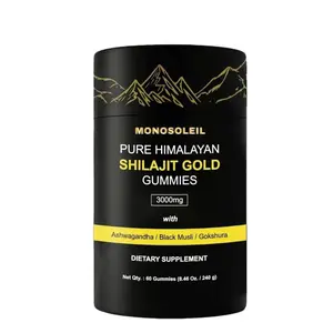 MONOSOLEIL Shilajit Gold Gummies | Energy & Stress Relief | Vegan, Gluten-Free | 30 Count Supplement