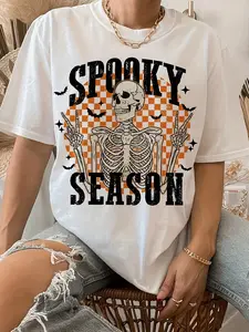 Holiday Targeted 2026 Halloween European and American Fashion Letter Print T-shirt Women's Clothing