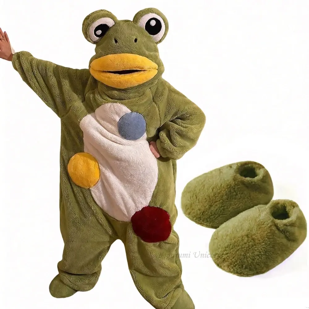 Cartoon Frog Kigurumi Unicorn Winter Pajamas Onesie Pyjama Costumes For Halloween Carnival Cosplay Women Men Party Slipper