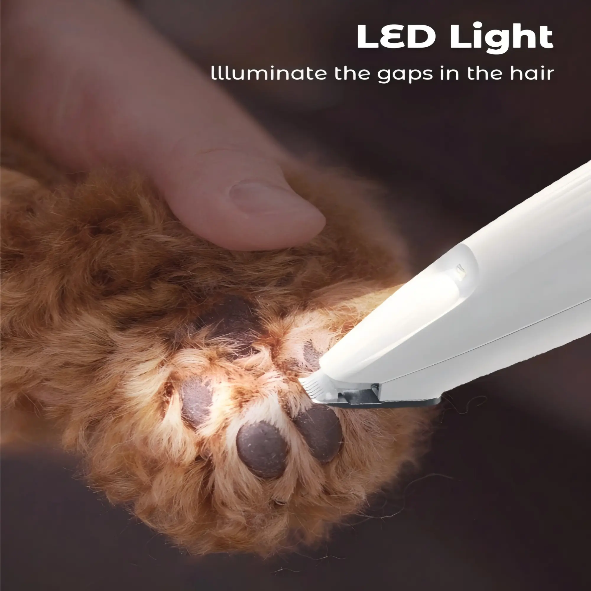 Smart Pet Precision Grooming Trimmer, Medical Grade Round Blade, LED Light, Real-Time Battery Display, Ultra-Quiet Motor, Ipx7 Waterproof, USB-C Fast Charging, Paw Hair Trimmer