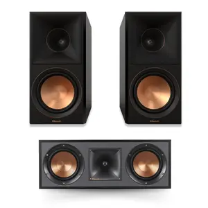 Klipsch Reference Premiere RP-600M II Aluminium Bookshelf Speaker Pair (Ebony) Bundle with R-52C Powerful Detailed Center Channel Home Speaker (1, Black)
