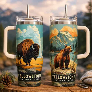 Yellow Stone Park Tumbler Cup With Handle 40oz