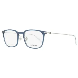 Montblanc Rectangular Eyeglasses MB0100O 004 Transparent Blue/Silver 52mm 0100