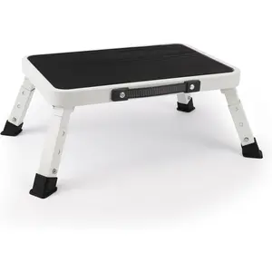 Folding Step Stool, Adjustable Step Stool with Non-Slip Platform, 500 Lbs Capacity, Step Ladder for Adults or  in Kitchen, Bathroom, RV, Camping, Office, White