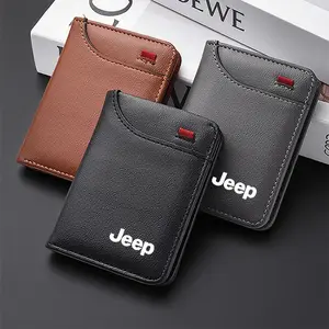 Soft Wallet Leather Mini Credit Card Purse, Portable Small Wallet for Jeep Renegade Compass Wrangler Grand Cherokee