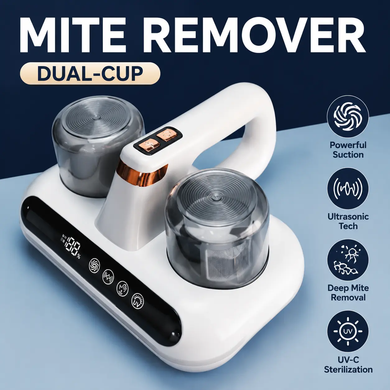 Handheld UV Cordless Rechargeable Vacuum Cleaner - 2-in-1 Quiet Bagless Compact USB Vacuums with HEPA Filter, Lightweight Bed Dust Mite & Pet Hair Remover for Beds, Car Seats, Long Battery Life, Handheld Vacuums, Quiet Vacuums
