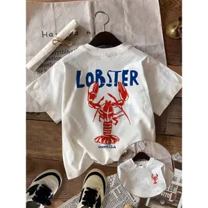 Lobster Graphic Print Tee Womens Cute Coastal Vintage Style Oversized Short Sleeve Crewneck Soft Casual Summer Beach Vacation Streetwear Top