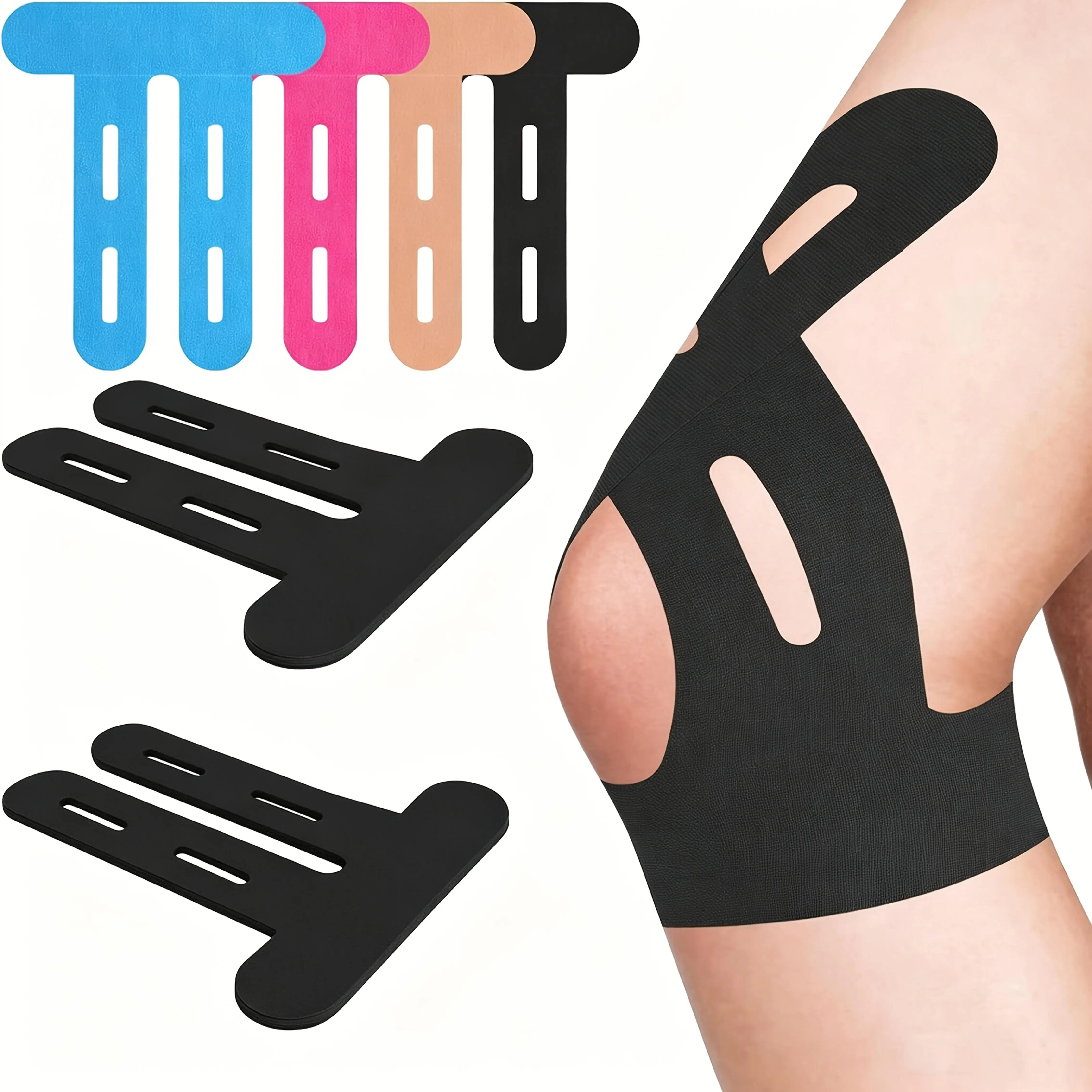 Precut Kinesiology Tape for Knees, 10pcs - Knee Support & Stability, Knee Pain Relief Athletic Tape - High Quality & Elastic, Breathable Hypoallergenic Latex-Free Tape Universal Sports injury prevention knee support