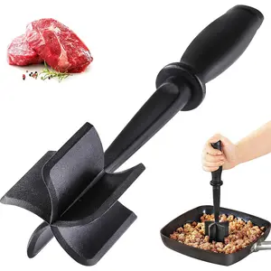 Meat Grinder for Ground Beef and Hamburgers, Heat-Resistant 5-Bend Blade, Nylon Meat Tenderizer, Kitchen Tool for Mixing and Chopping