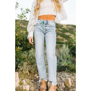 Dreamcatcher Frayed Slim Straight Jeans by Kancan